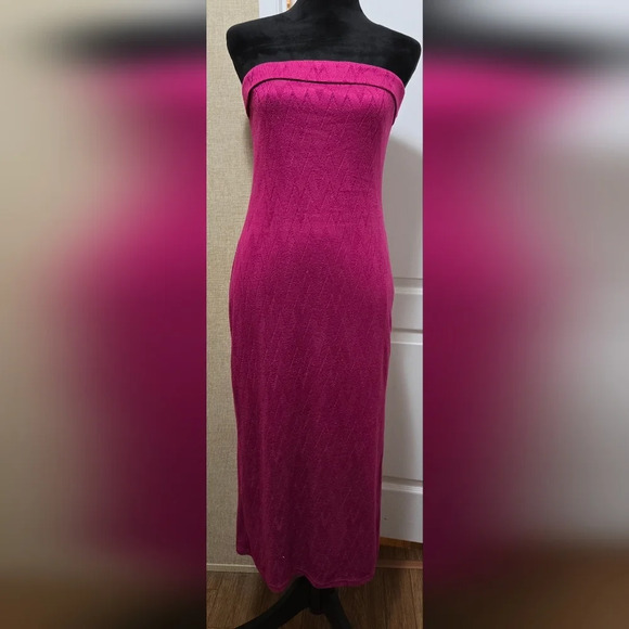 Strapless Side Slit Midi Dress #367-369 - Picture 6 of 8